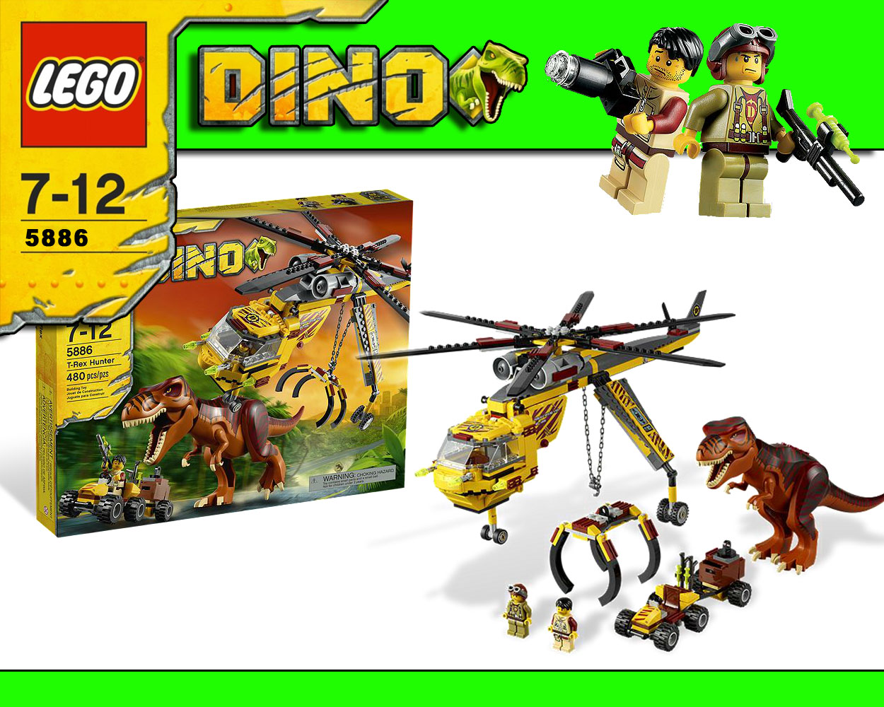 6 set LEGO Dino 5887 stazione di ricerca 5886 T-REX elicottero 5885 ...