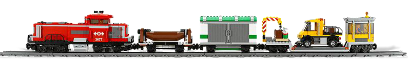 LEGO CITY 3677 Tren de Mercancías Carga Rojo Power Functions Locomotora