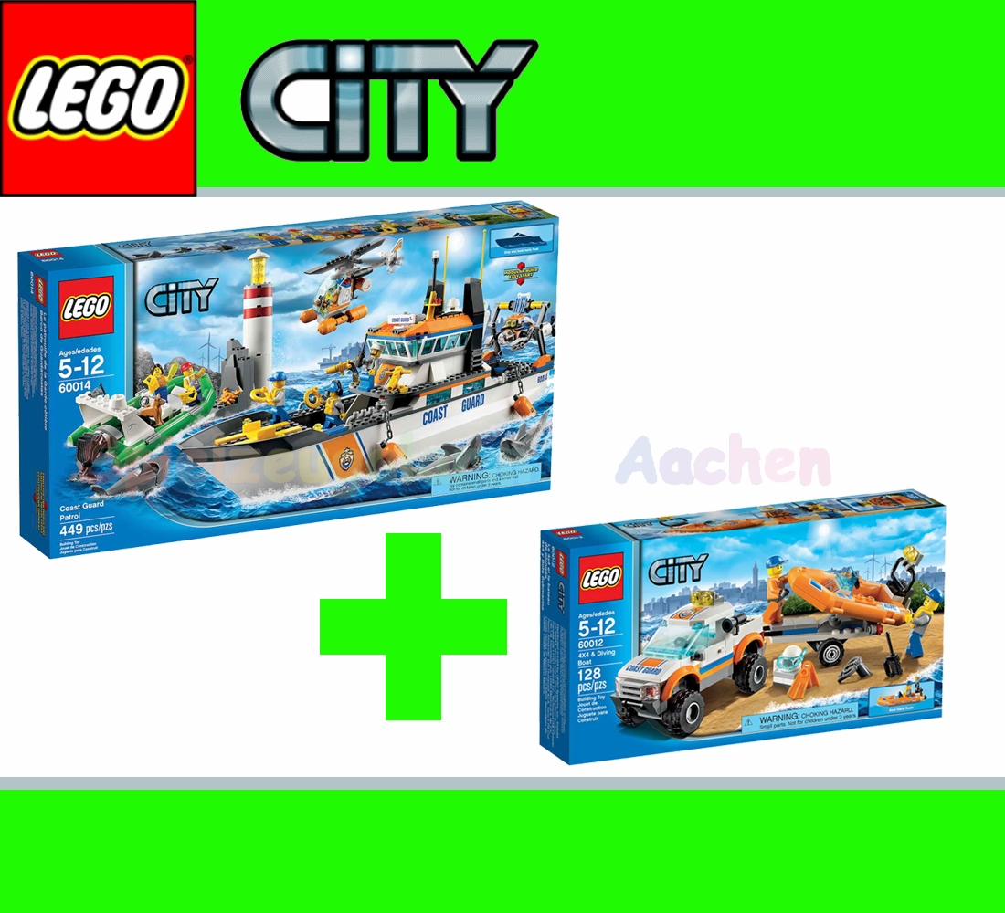 LEGO CITY Set 60014 60012 Einsatz Küstenwache Fahrzeug Schlauchboot ...