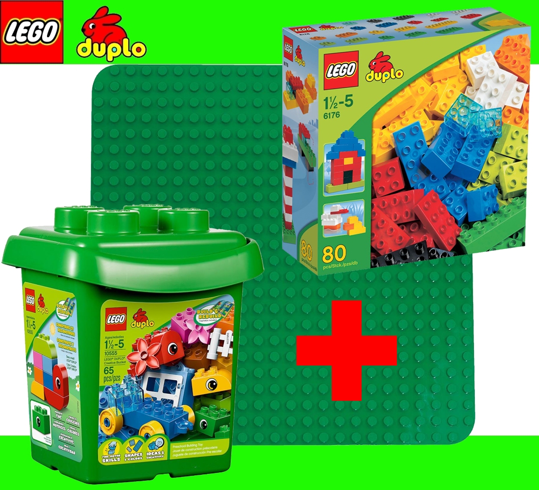 Lego Duplo Set 10555 Blocks Bucket 2304 Green Building Base 6176 Basic
