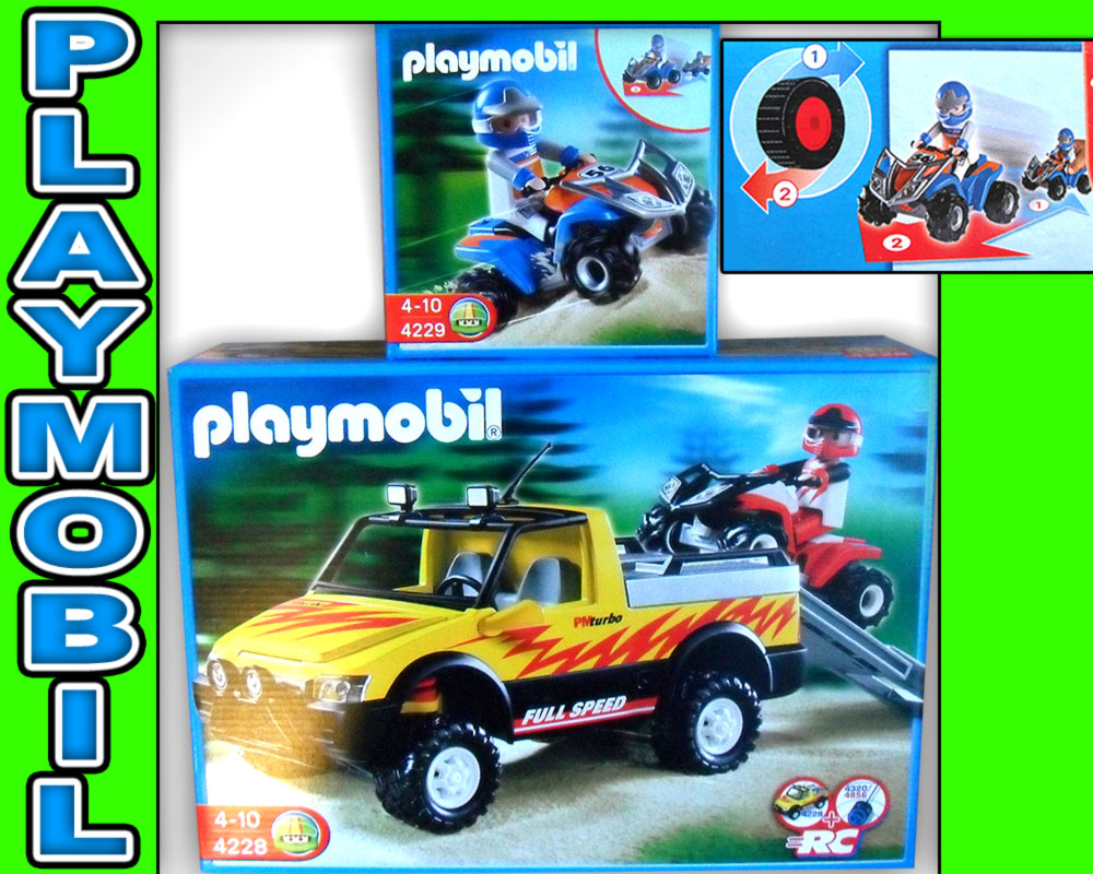   PLAYMOBIL 4228 Pick Up Quad course rouge + GRATUIT 4229