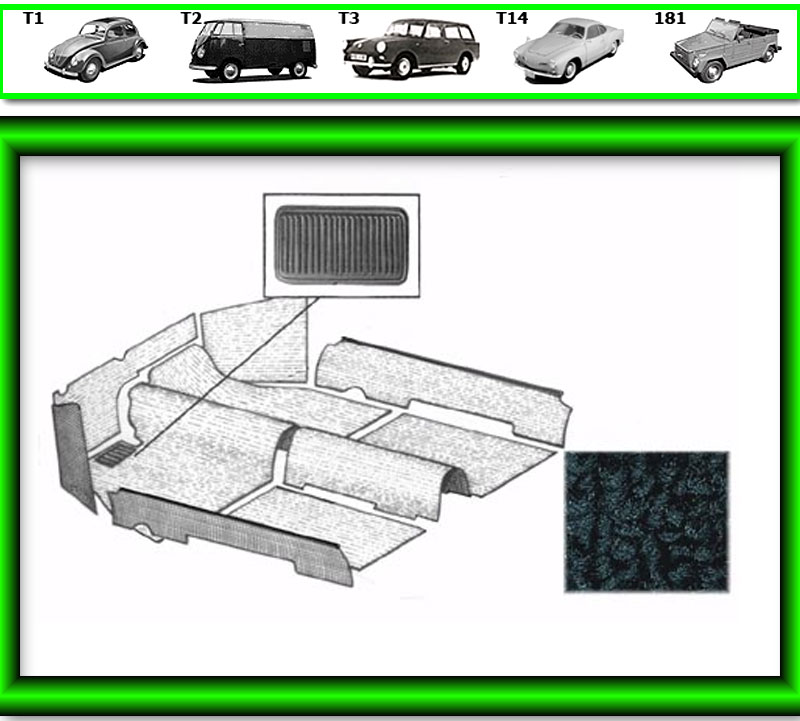 VW Käfer Innenraum Teppich # 532 für T1 12/1300 ab 8/72