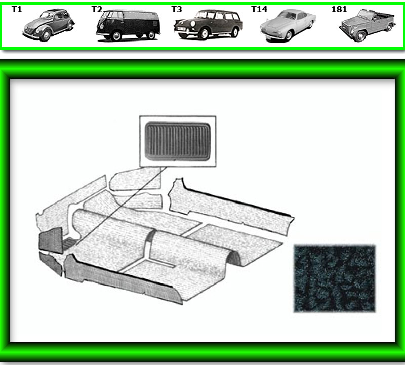 VW Käfer Innenraum Teppich # 577 für 1302 Cabrio 8/70>7/72 ...