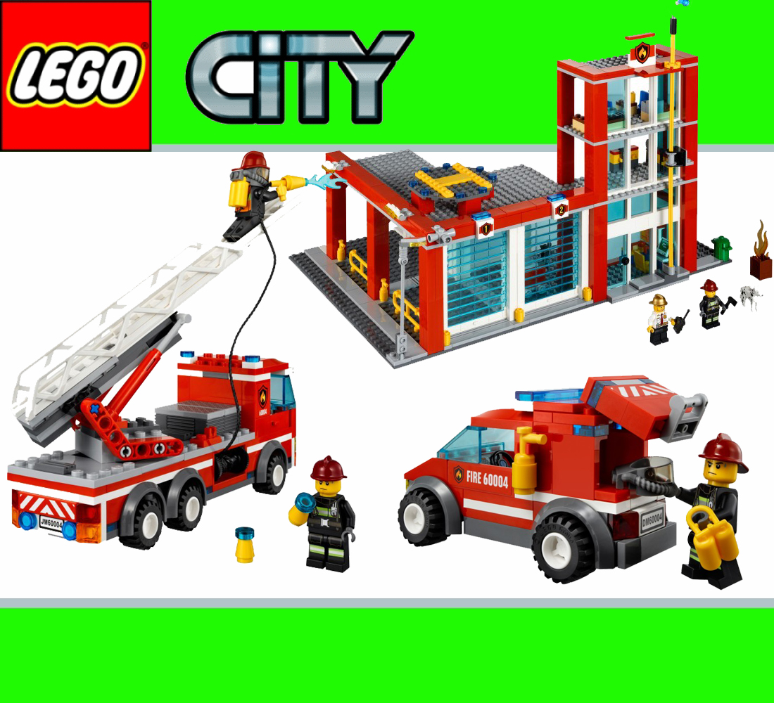 LEGO CITY 60004 Fire Station Central Headquarters Firebrigade HQ New | eBay